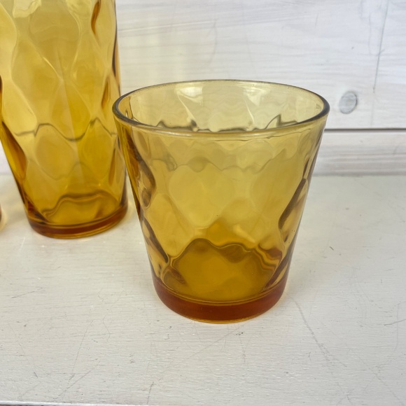 Vintage Anchor Hocking Whitehall Amber Glass Tumblers Water Glasses - Lot of 3 - Picture 5 of 6